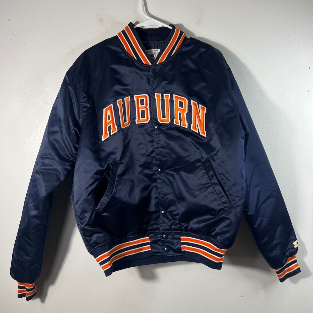 Vintage Diamond Collection MLB by Starter Auburn Jacket Satin‎ L Navy Orange